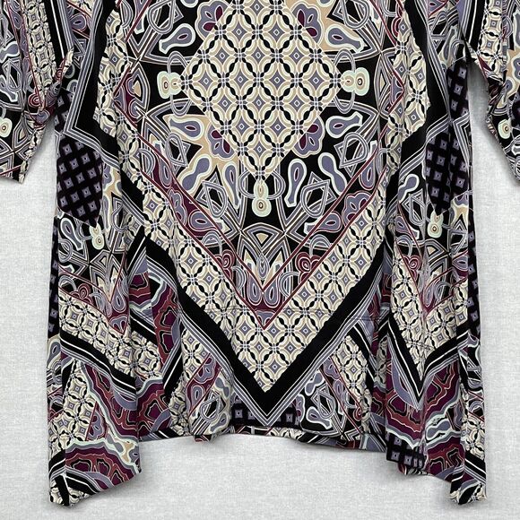 Soma Intimates‎ Top Women Size S Multicolor Geometric Boho Raglan 3/4 Sleeve - Picture 5 of 10